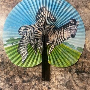 Vintage Colorful Zebra Print Hand Fan